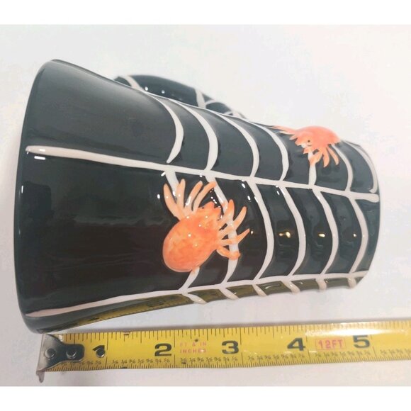 Lillian Vernon Spider Web Halloween Mugs 12 Oz Black And Orange Witch Potion - Picture 11 of 12